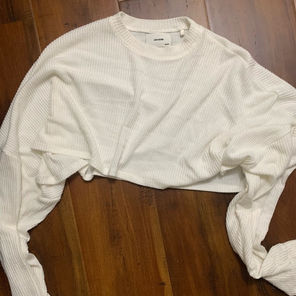 *SOLD* JOAH BROWN Slouchy Crop Pullover Rib Sweater Knit - Picture 3 of 4